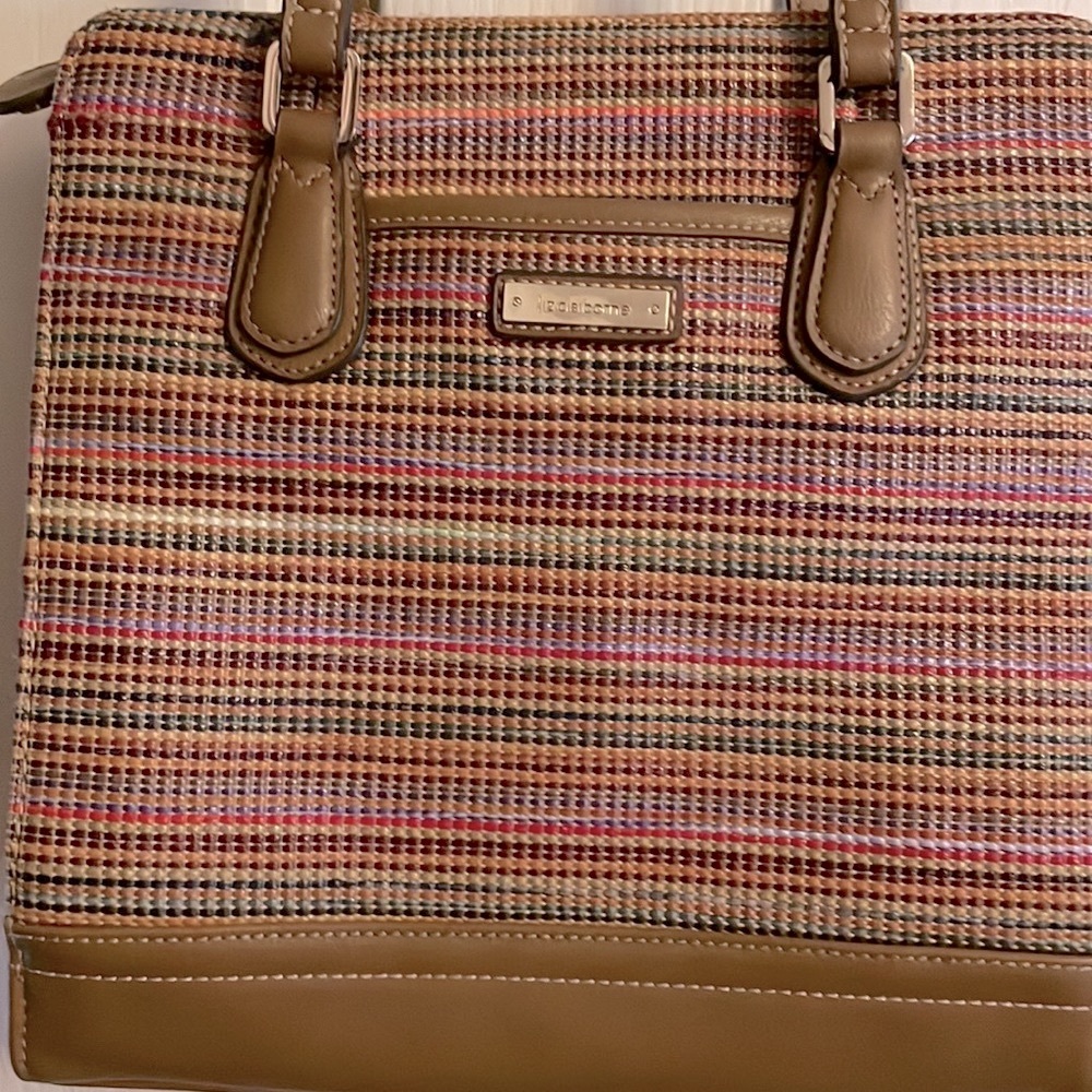 LIZ CLAIBORNE:  MULTI-COLOR MEDIUM, TRIM BROWN